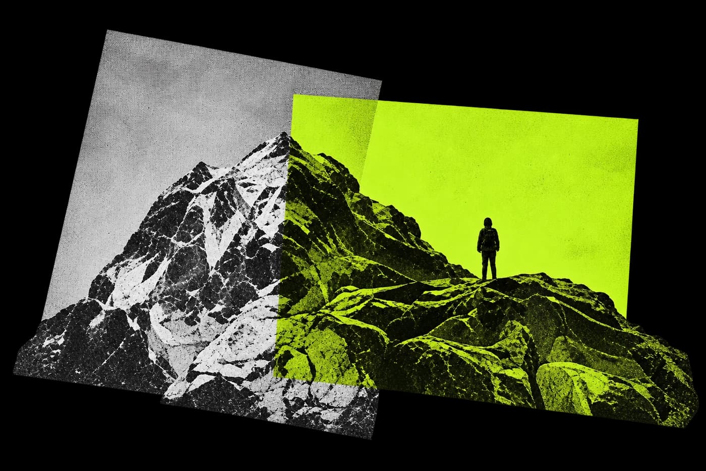 A figure standing on a summit